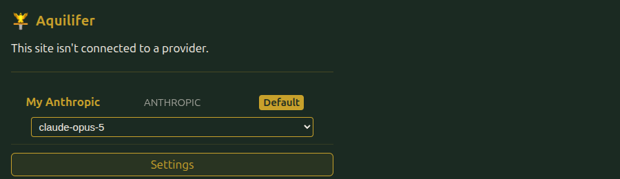 The Change model dropdown open for a provider, listing its available models